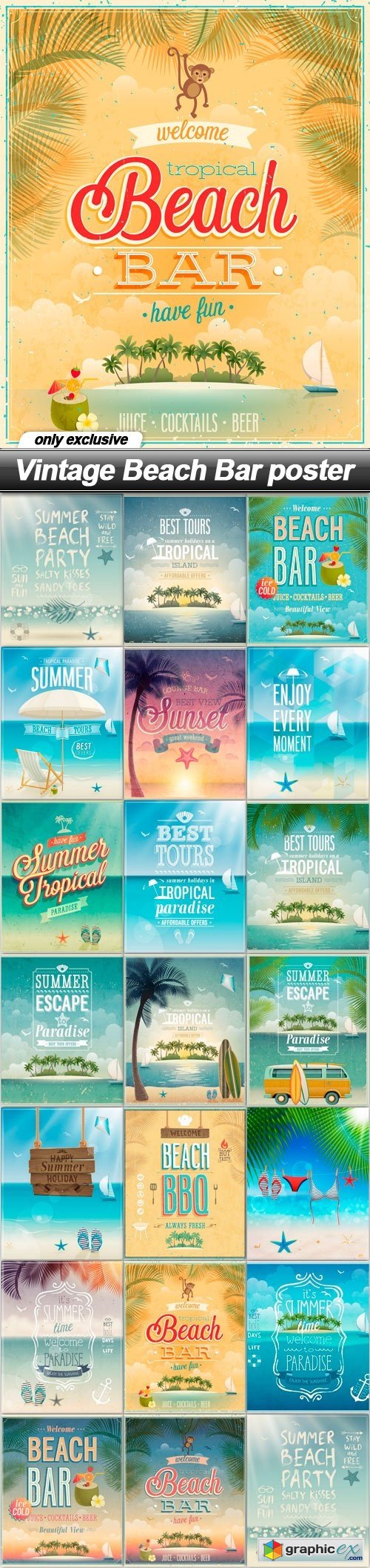 Vintage Beach Bar poster - 20 EPS