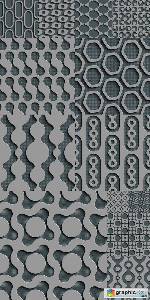 Seamless Damask Pattern - Curved Shapes Background - Gray Regular Texture 2