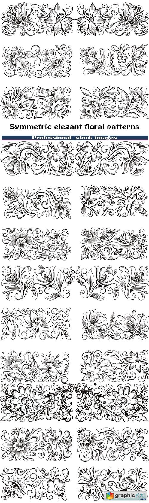 Symmetric elegant floral patterns