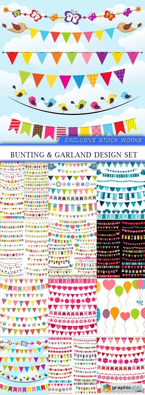 Bunting & garland design set 15X EPS