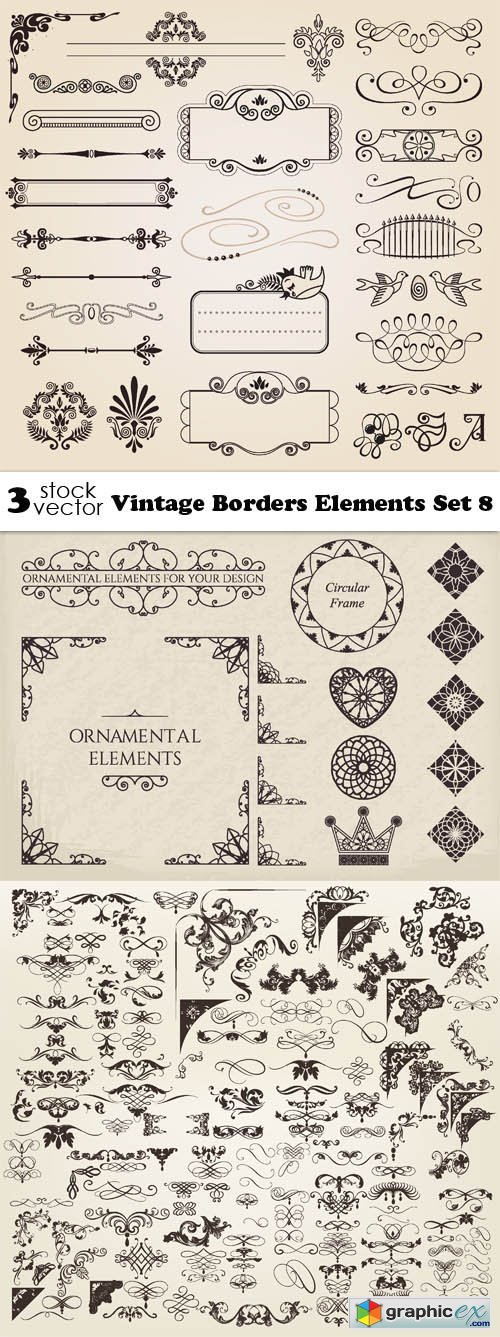 Vintage Borders Elements Set 8