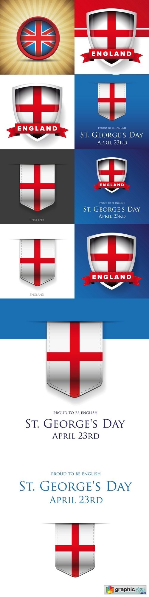 St George Day England flag ribbon banner or poster