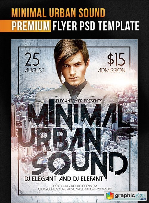 Minimal Urban Sound  Flyer PSD Template + Facebook Cover