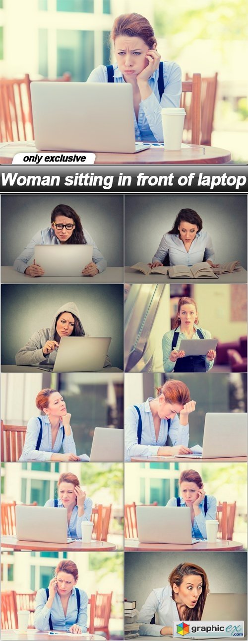 Woman sitting in front of laptop - 10 UHQ JPEG
