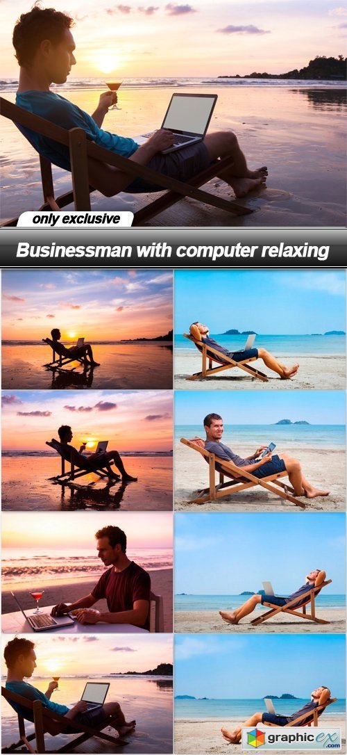 Businessman with computer relaxing - 8 UHQ JPEG