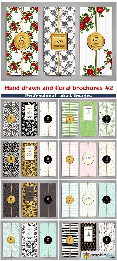 Set of brochures with hand drawn and floral design #2