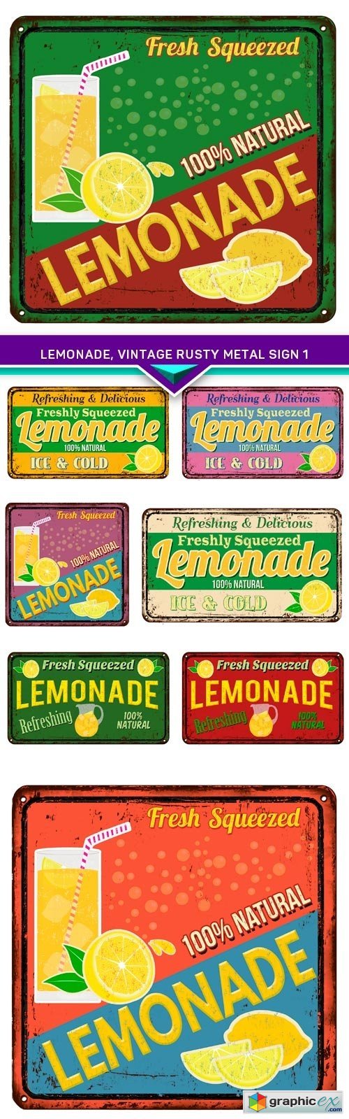 Lemonade, vintage rusty metal sign 1 8x EPS