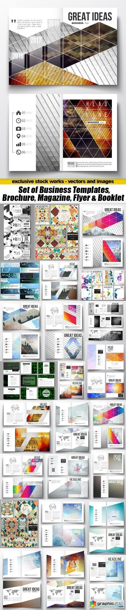 Set of Business Templates, Brochure, Magazine, Flyer & Booklet - 25xEPS