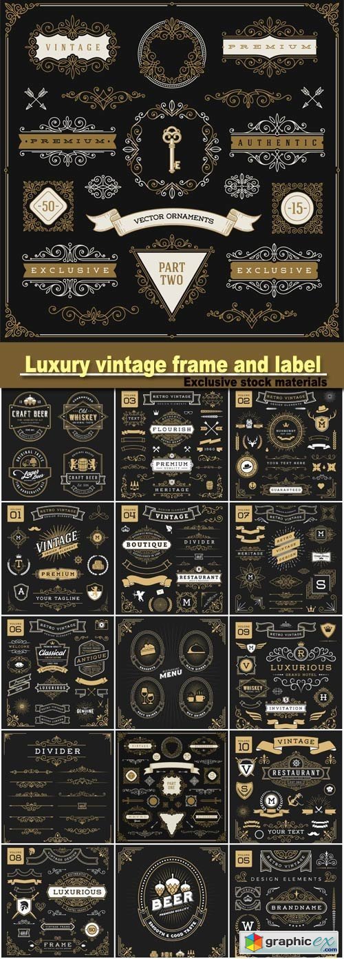 Luxury vintage frame and label for restaurant menu