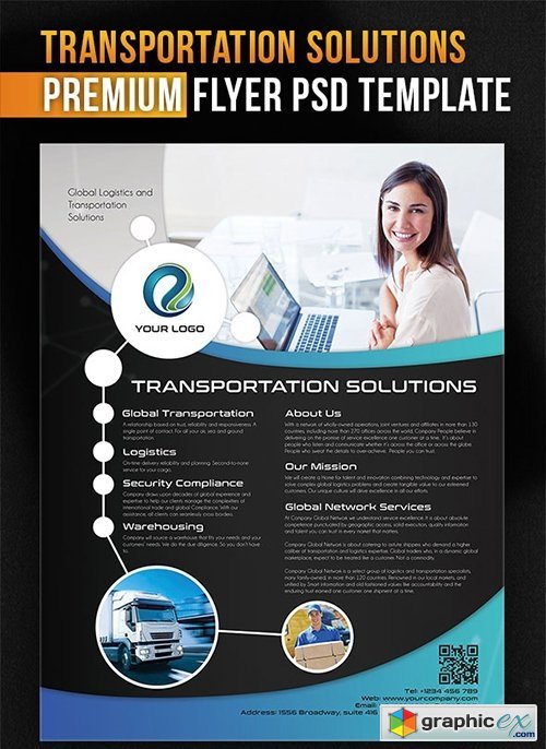 Transportation Solutions  Flyer PSD Template + Facebook Cover