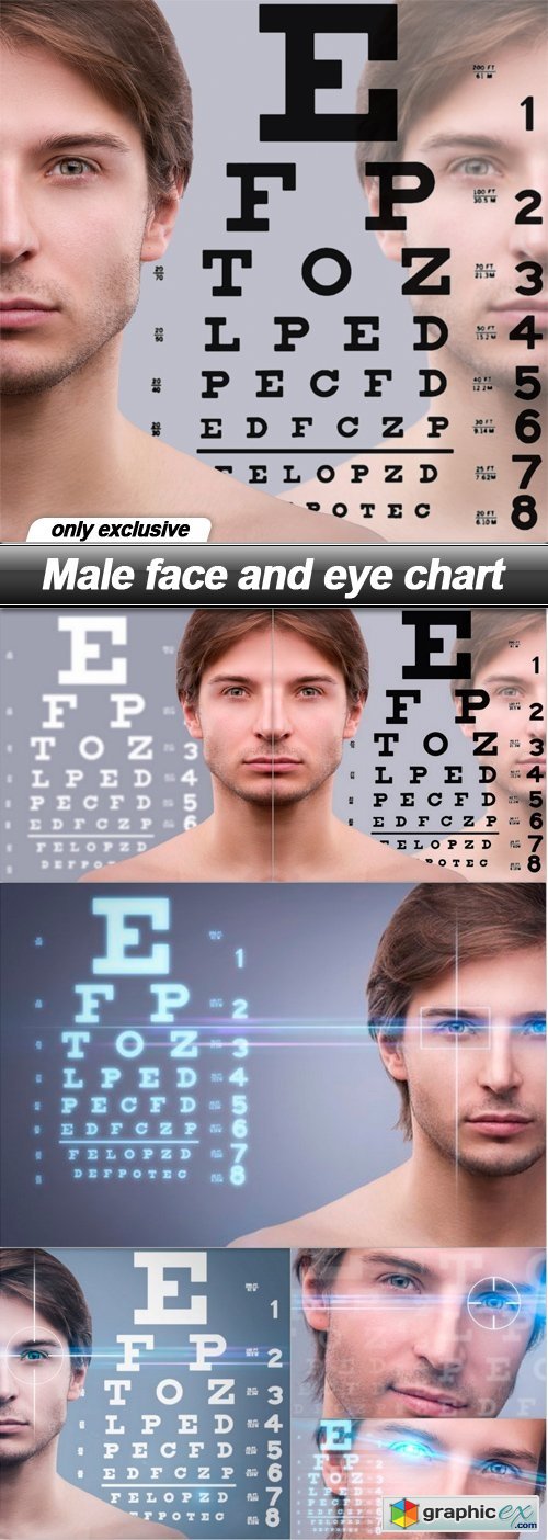Male face and eye chart - 6 UHQ JPEG