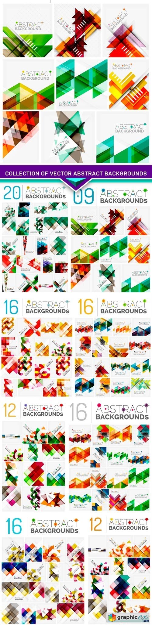 Collection of vector abstract backgrounds 8x EPS