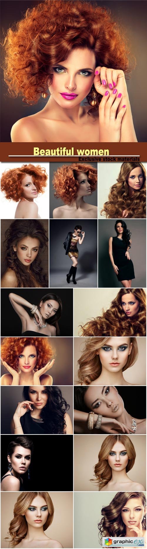 Beautiful women, hairstyles, stylish makeup