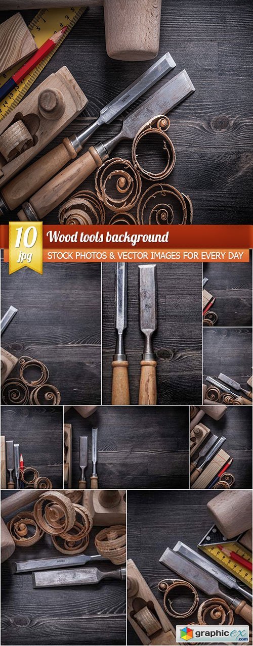 Wood tools background, 10 x UHQ JPEG
