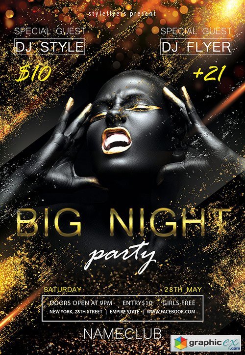 Big Night Party PSD Flyer Template + Facebook Cover