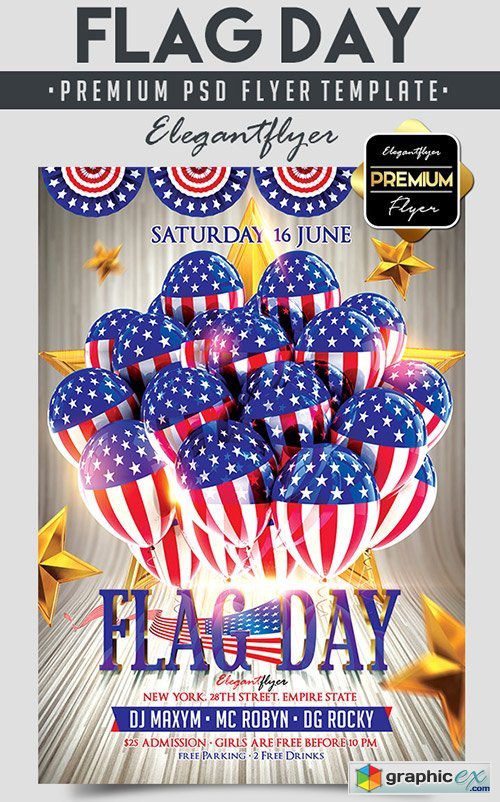 Flag Day  Flyer PSD Template + Facebook Cover