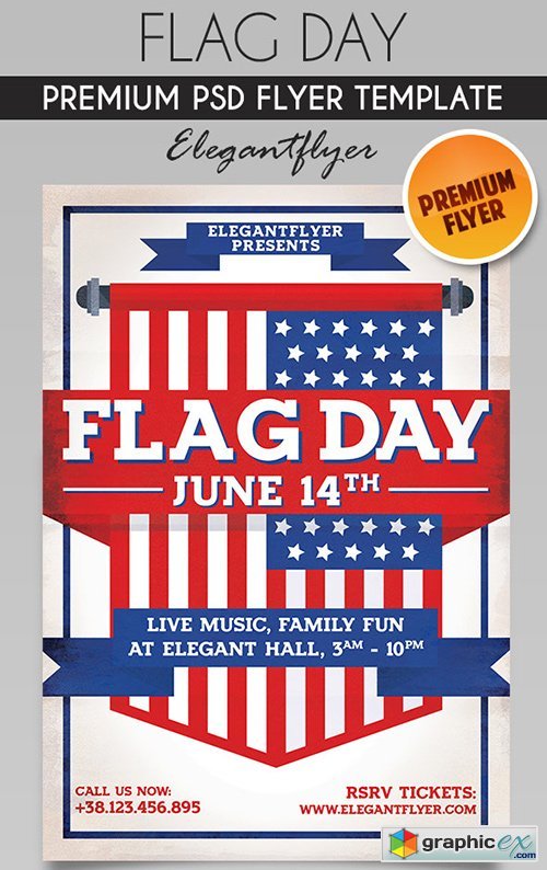 Flag Day  Flyer PSD Template