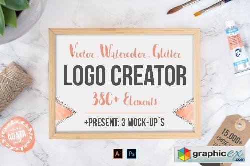 Logo Creator 380+ Elements & Mock-Ups