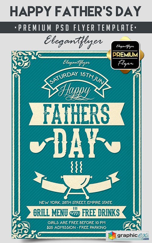 Happy Fathers Day  Flyer PSD Template + Facebook Cover