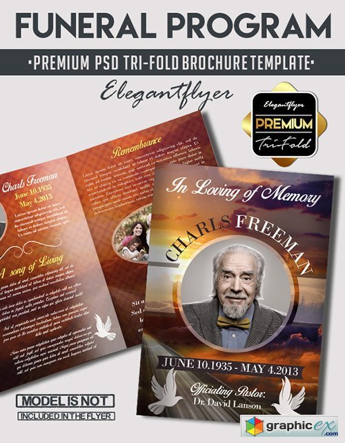 Funeral Program  Premium Bi-Fold PSD Brochure Template