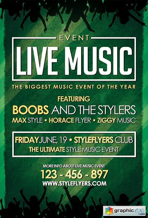 Live Music Event PSD Flyer Template + Facebook Cover