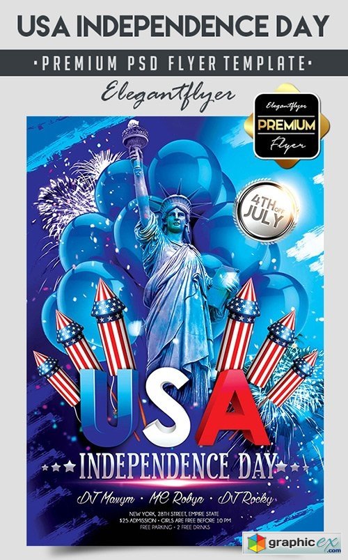 USA Independence Day  Flyer PSD Template + Facebook Cover