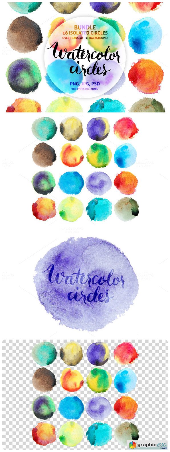 Colorful Watercolor Circles Clipart