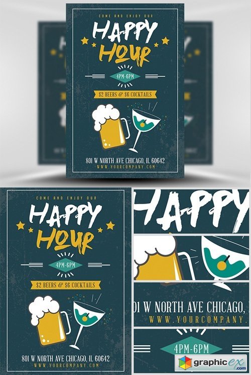 Simple Happy Hour Flyer Template