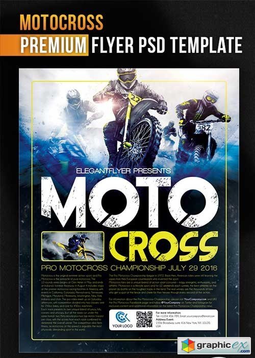 Motocross Flyer PSD Template + Facebook Cover