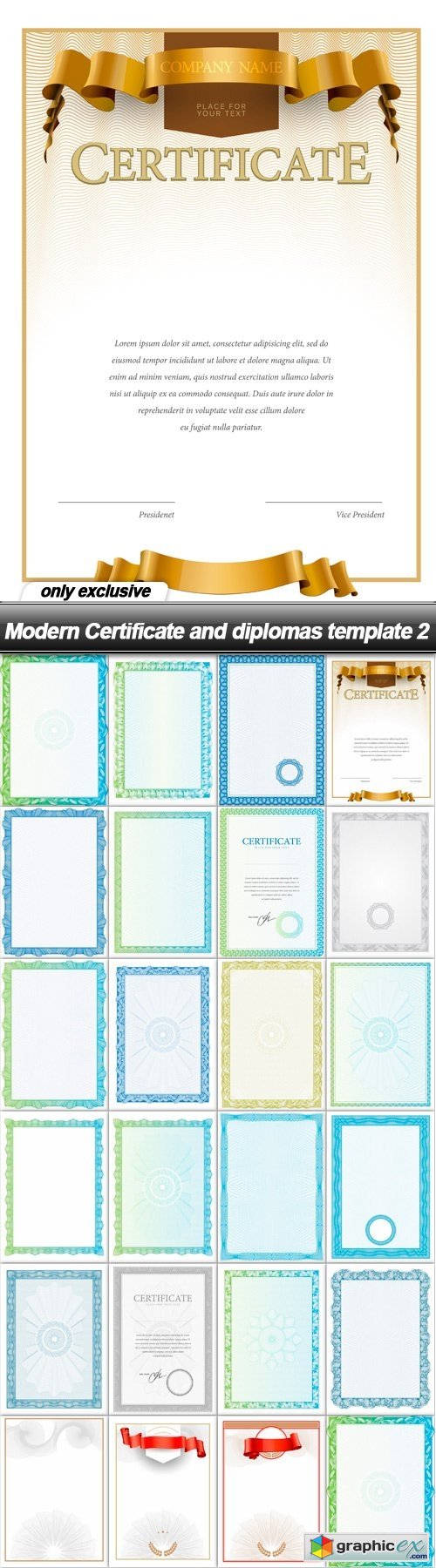 Modern Certificate and diplomas template 2 - 23 EPS
