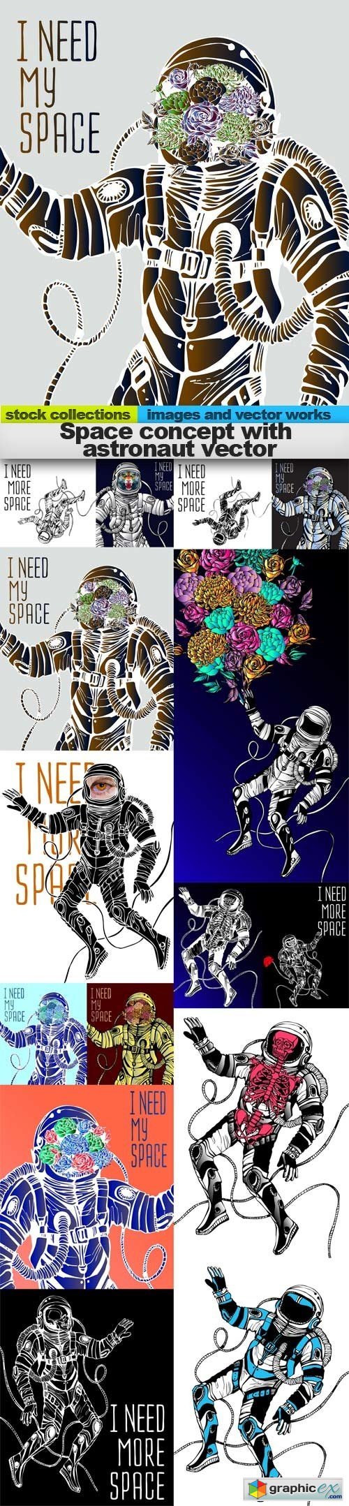 Space concept with astronaut vector, 15 x EPS