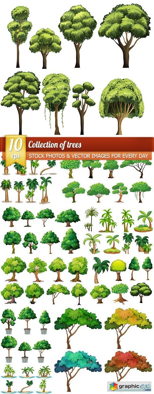 Collection of trees, 10 x EPS