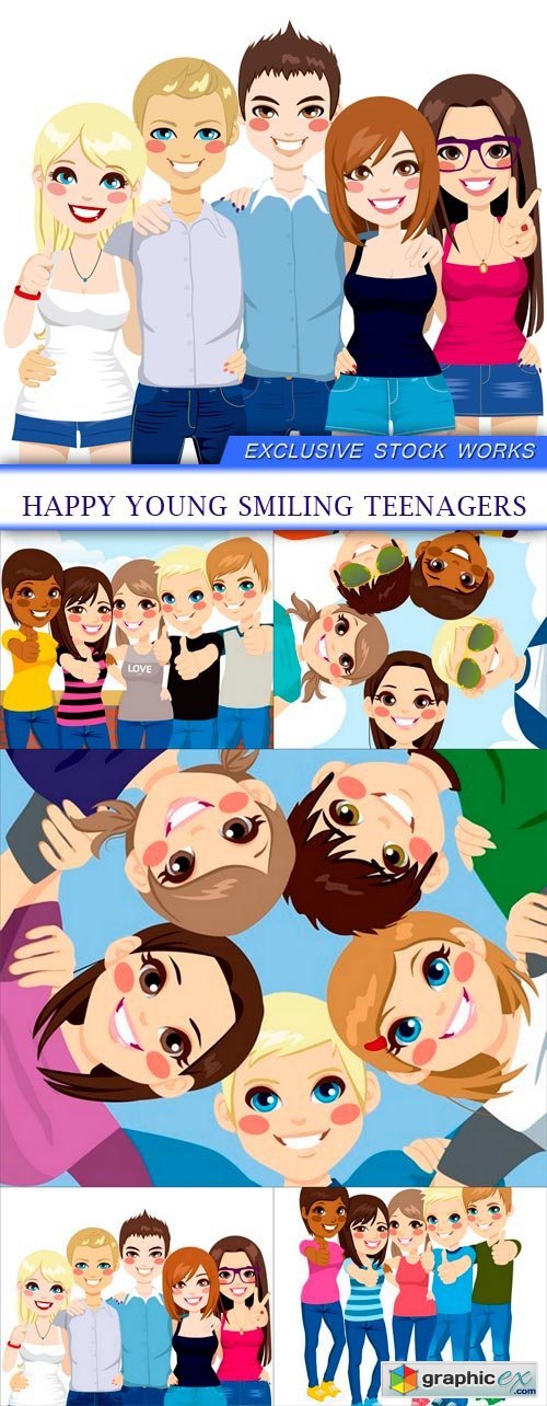 happy young smiling teenagers 5X EPS