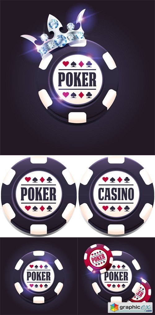 5 Purple Poker Chips