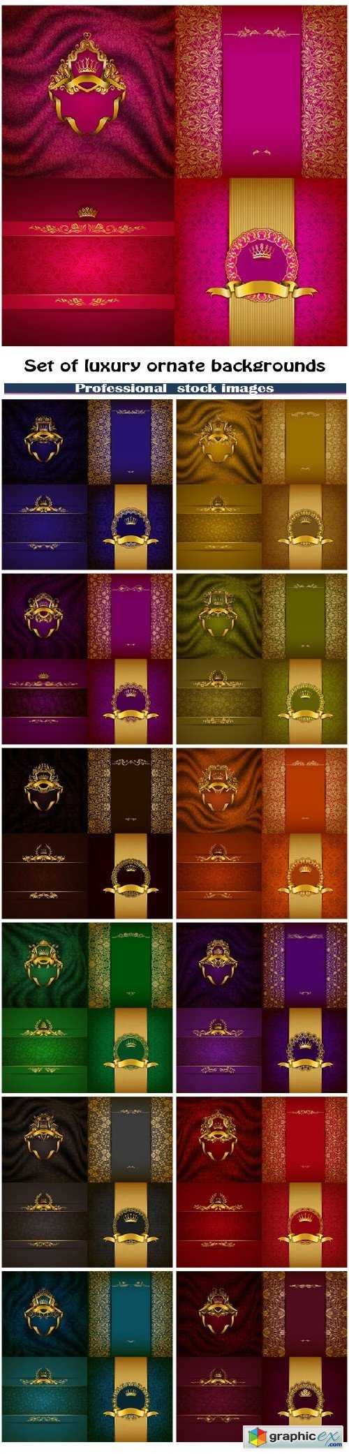 Set of luxury ornate backgrounds in vintage style