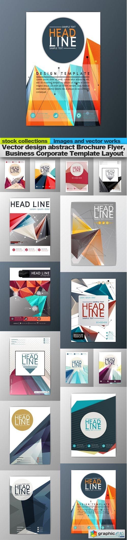 Design abstract Brochure Flyer, Business Corporate Template Layout, 15 x EPS