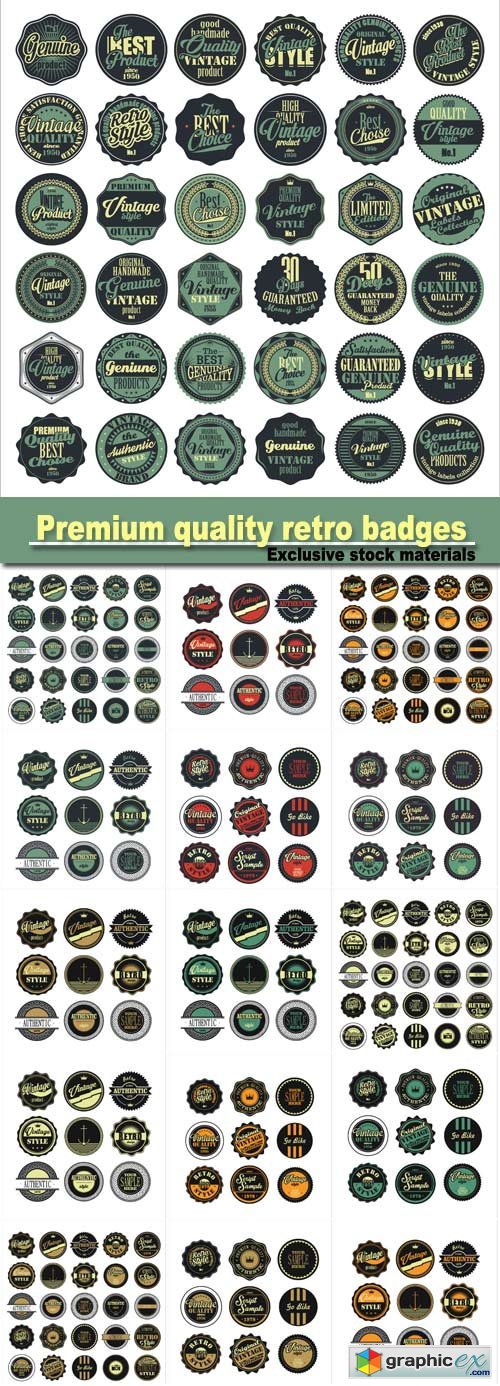 Premium quality retro badges, vintage labels
