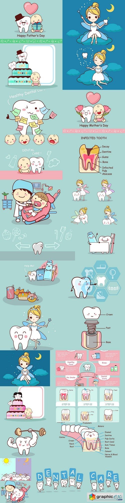 Cartoon tooth with tooth fairy 3