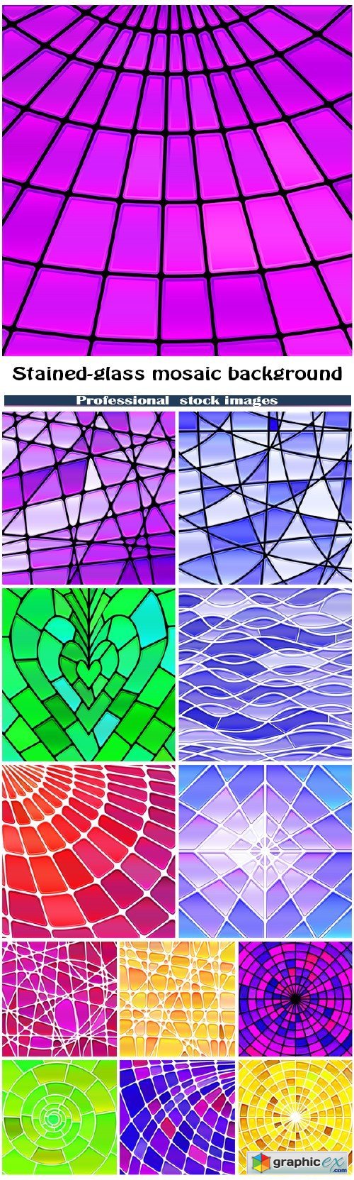 Abstract vector stained-glass mosaic background