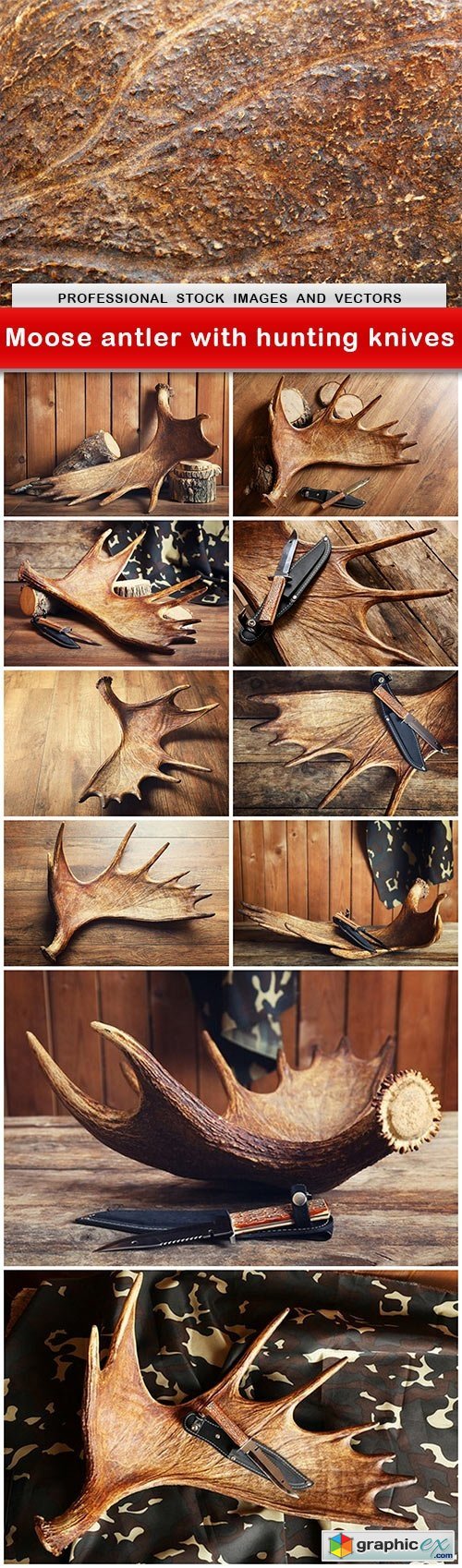 Moose antler with hunting knives - 11 UHQ JPEG