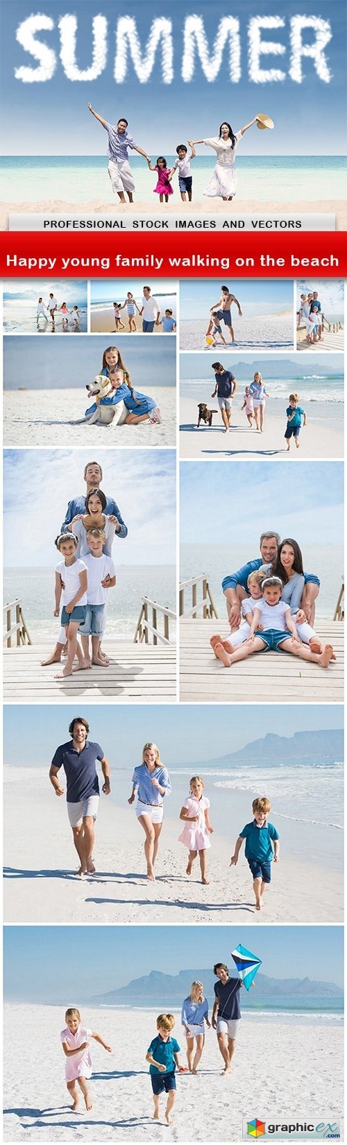 Happy young family walking on the beach - 11 UHQ JPEG
