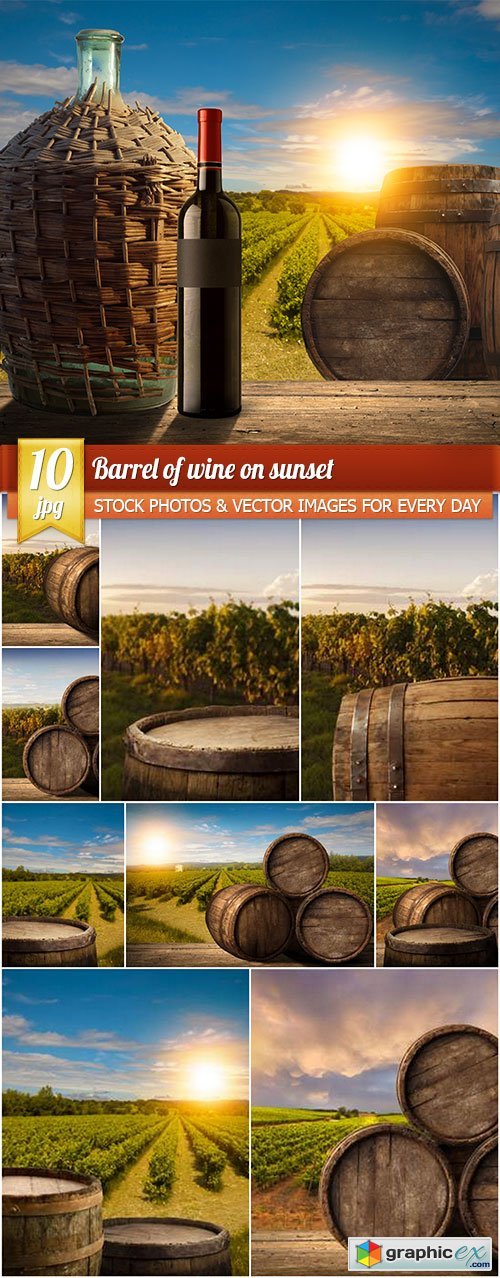 Barrel of wine on sunset, 10 x UHQ JPEG