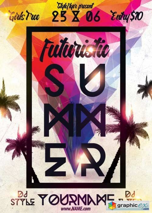 Futuristic Summer PSD Flyer Template
