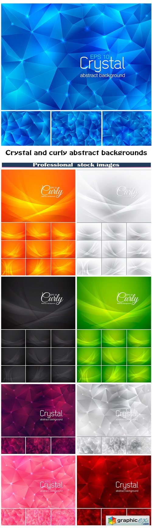 Crystal and curly abstract backgrounds