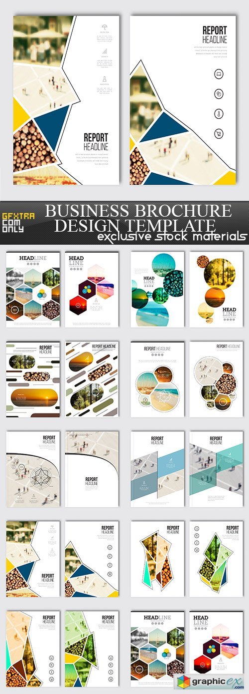 Business brochure design template, 9 x EPS