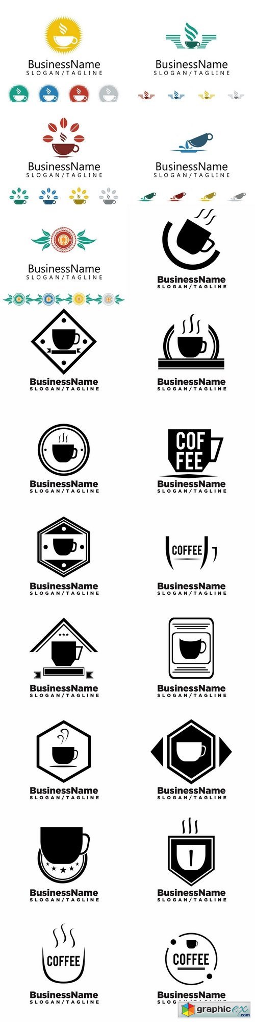 Coffee and Tea Cafe logo icon vector 4