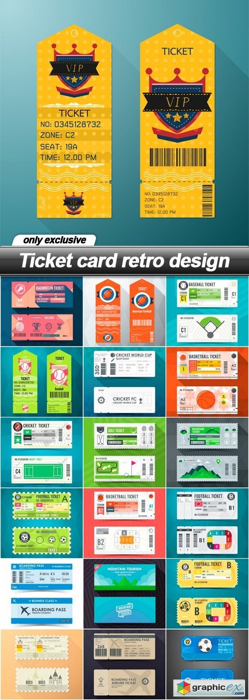 Ticket card retro design - 37 EPS