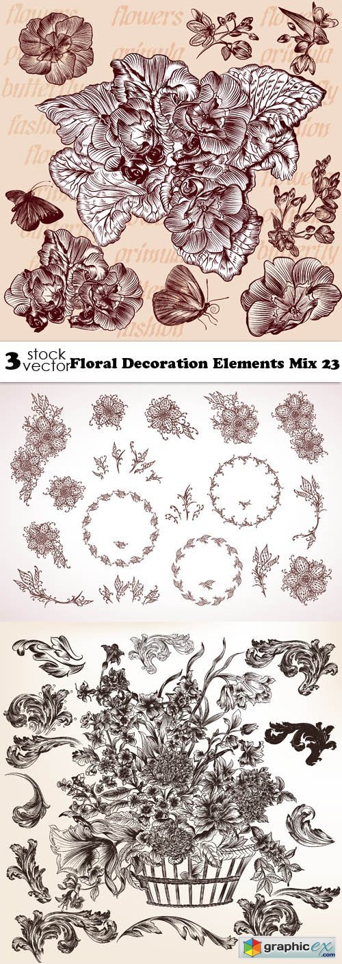 Floral Decoration Elements Mix 23