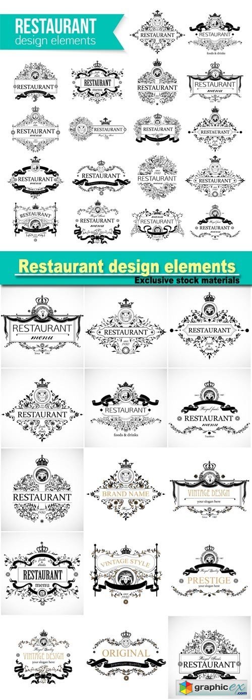 Restaurant design elements, vector menu