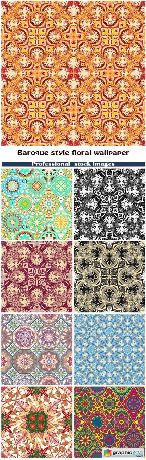 Baroque style floral wallpaper